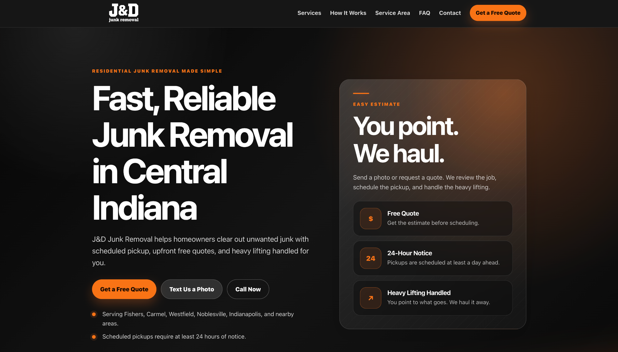 J&D Junk Removal homepage preview
